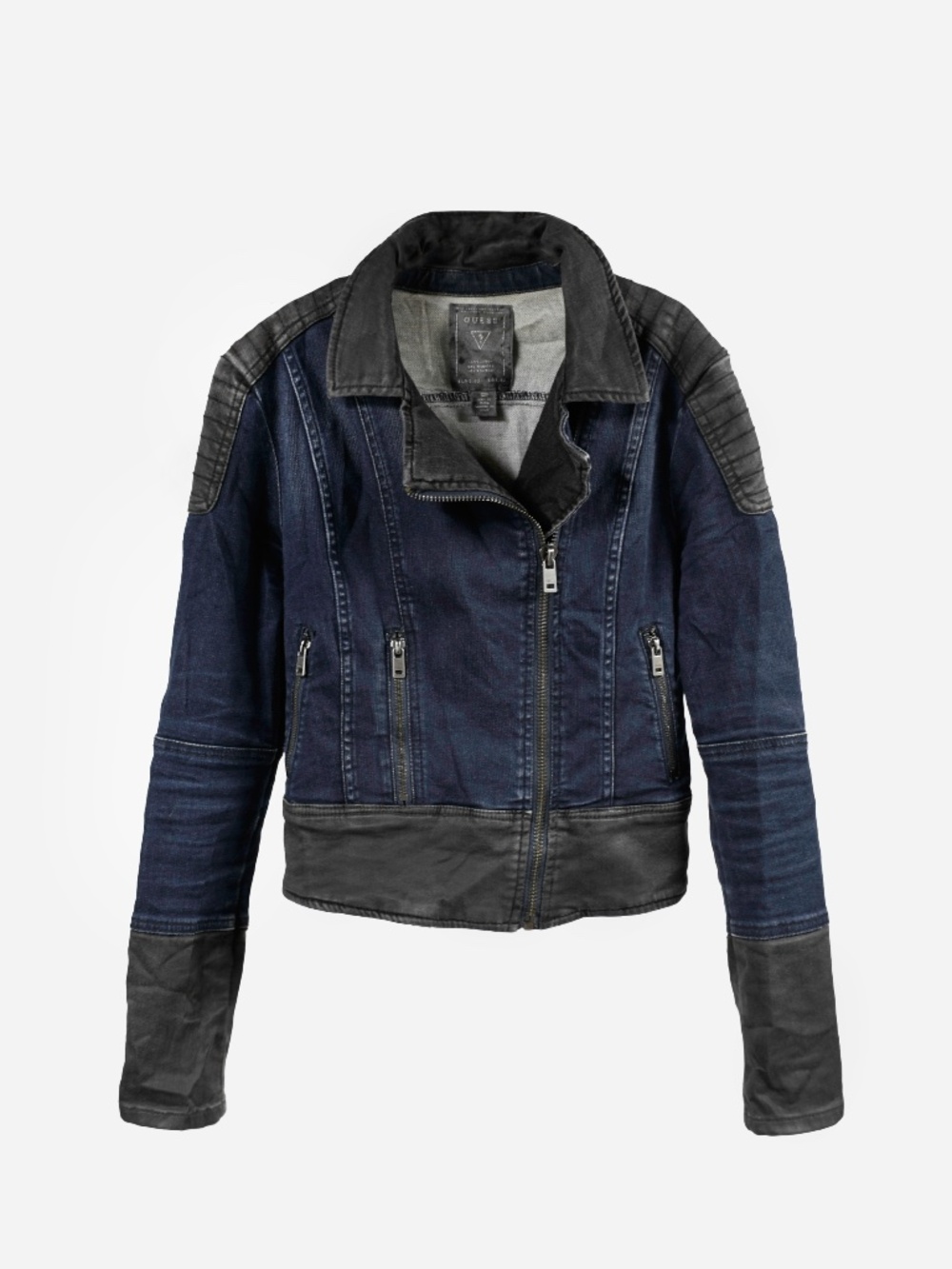 GUESS Wasteland Denim Fitted Moto Jacket
